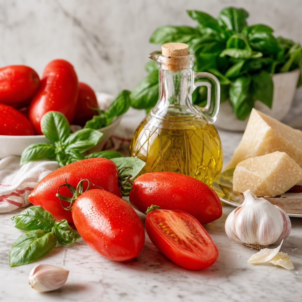 Tomates, basilic et parmesan